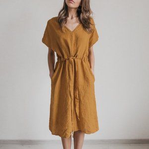 dressMeLinen Mustard Knee-length dress